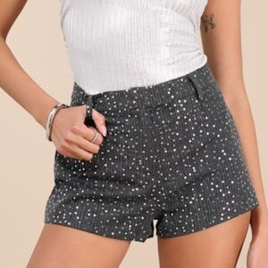 Lulus Caria Dark Grey Sequin Mid-rise Micro Shorts - Size S
